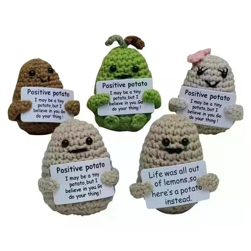 Positive Energy Potato Hug Doll – Mini Handmade Plush with Card