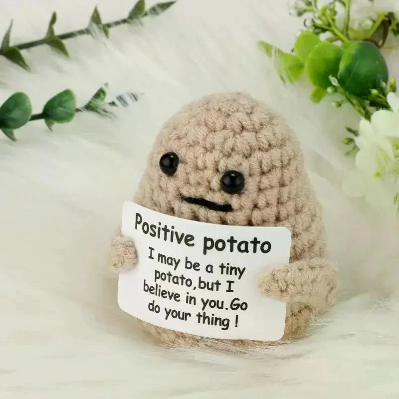 Positive Energy Potato Hug Doll – Mini Handmade Plush with Card