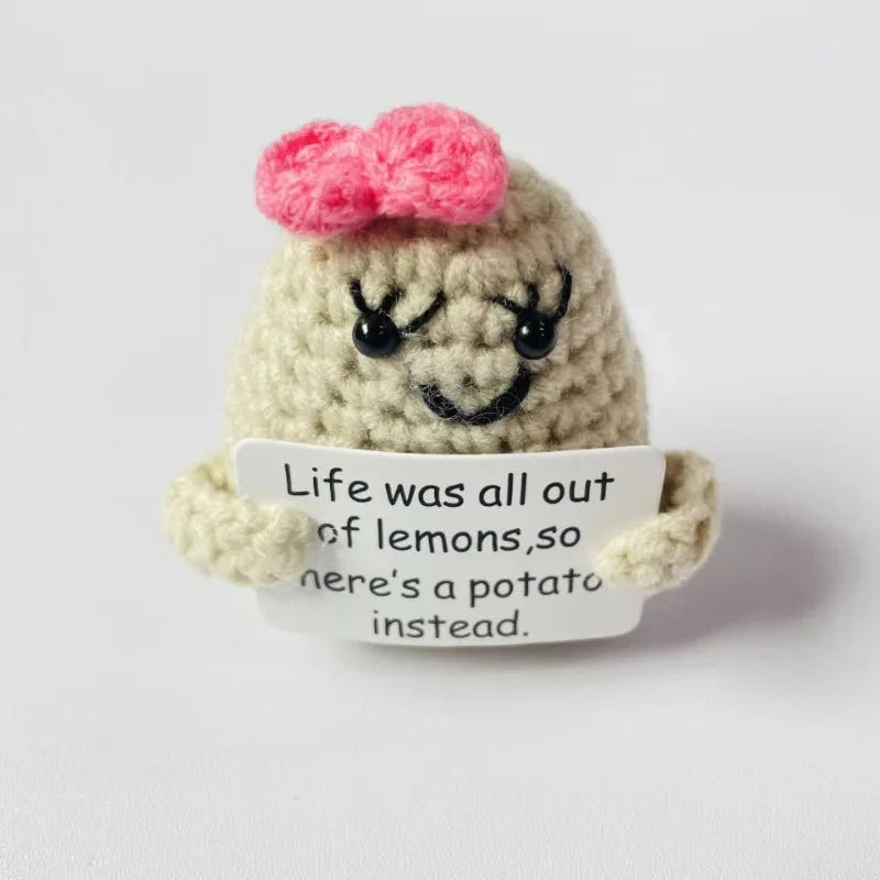 Positive Energy Potato Hug Doll – Mini Handmade Plush with Card
