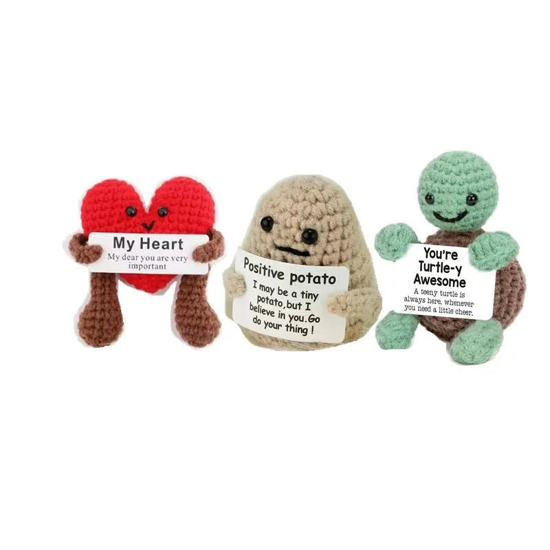 Positive Energy Potato Hug Doll – Mini Handmade Plush with Card