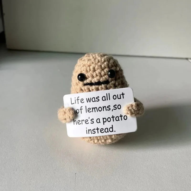 Positive Energy Potato Hug Doll – Mini Handmade Plush with Card