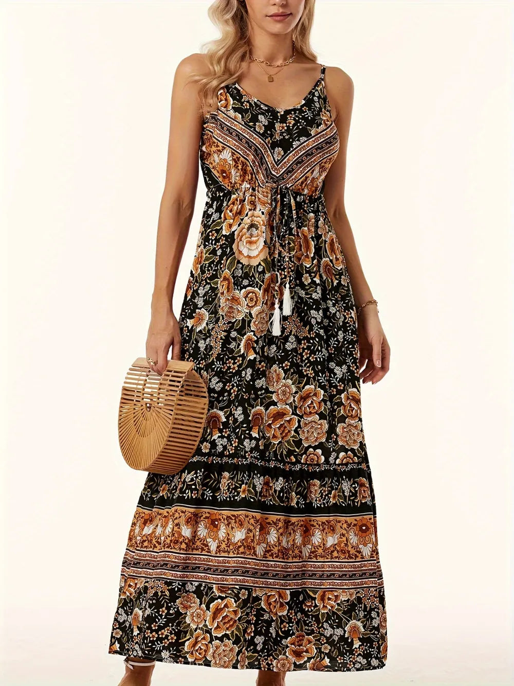 Printed Scoop Neck Dress