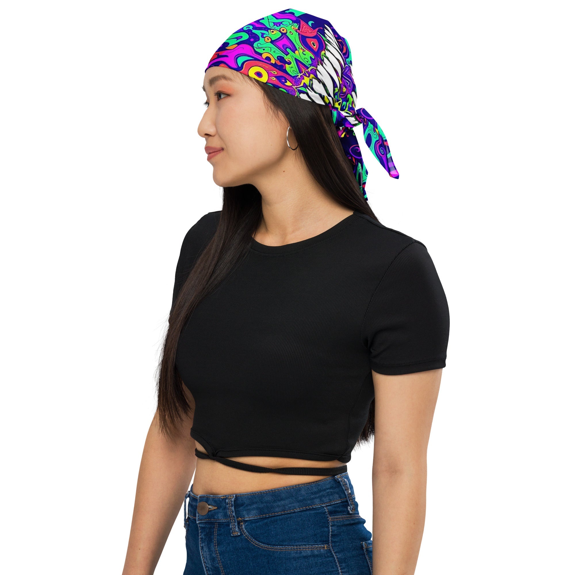 Psychedelic Fangs Rave Bandana Reversable Face Mask for Music Festivals