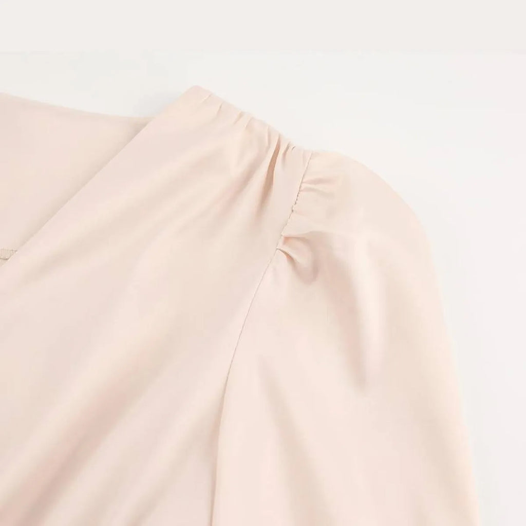 Satin Puff Sleeve Dress