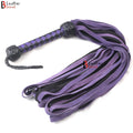 💜🖤 Real Cowhide Suede Leather Flogger 50 Loop Falls Purple and Black Heavy Duty Thuddy Whip | BDSM Impact