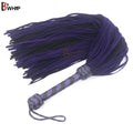 💜🖤 Real Cowhide Suede Leather Flogger 50 Falls Purple and Black Heavy Duty Thuddy Whip | BDSM Impact