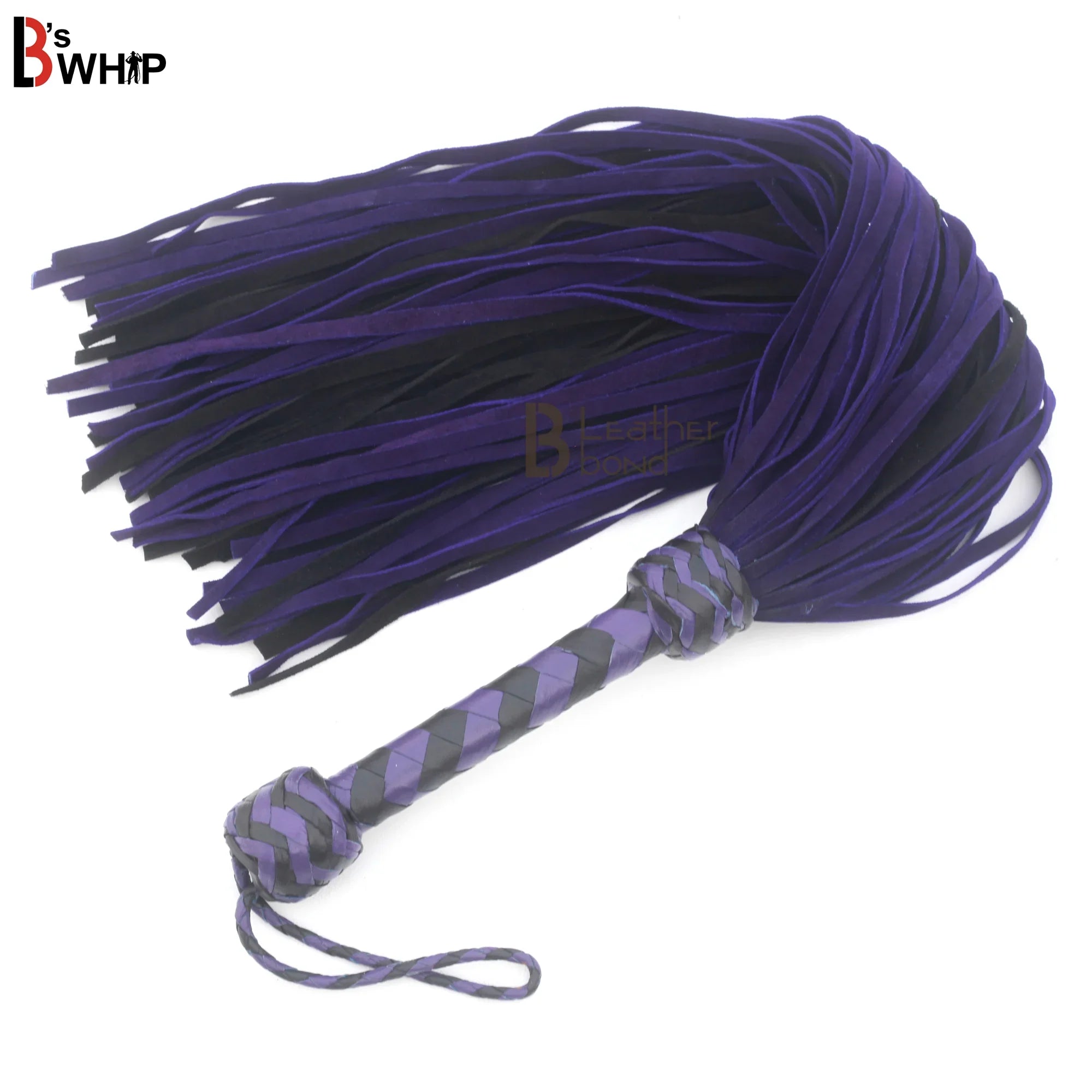 💜🖤 Real Cowhide Suede Leather Flogger 50 Falls Purple and Black Heavy Duty Thuddy Whip | BDSM Impact