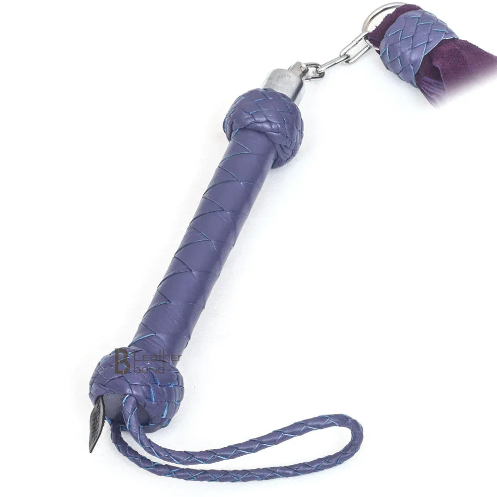 Real Cowhide Suede Leather Purple Nunchaku Flogger 25 Falls & Swivel Handle | Handcrafted BDSM Impact Whip