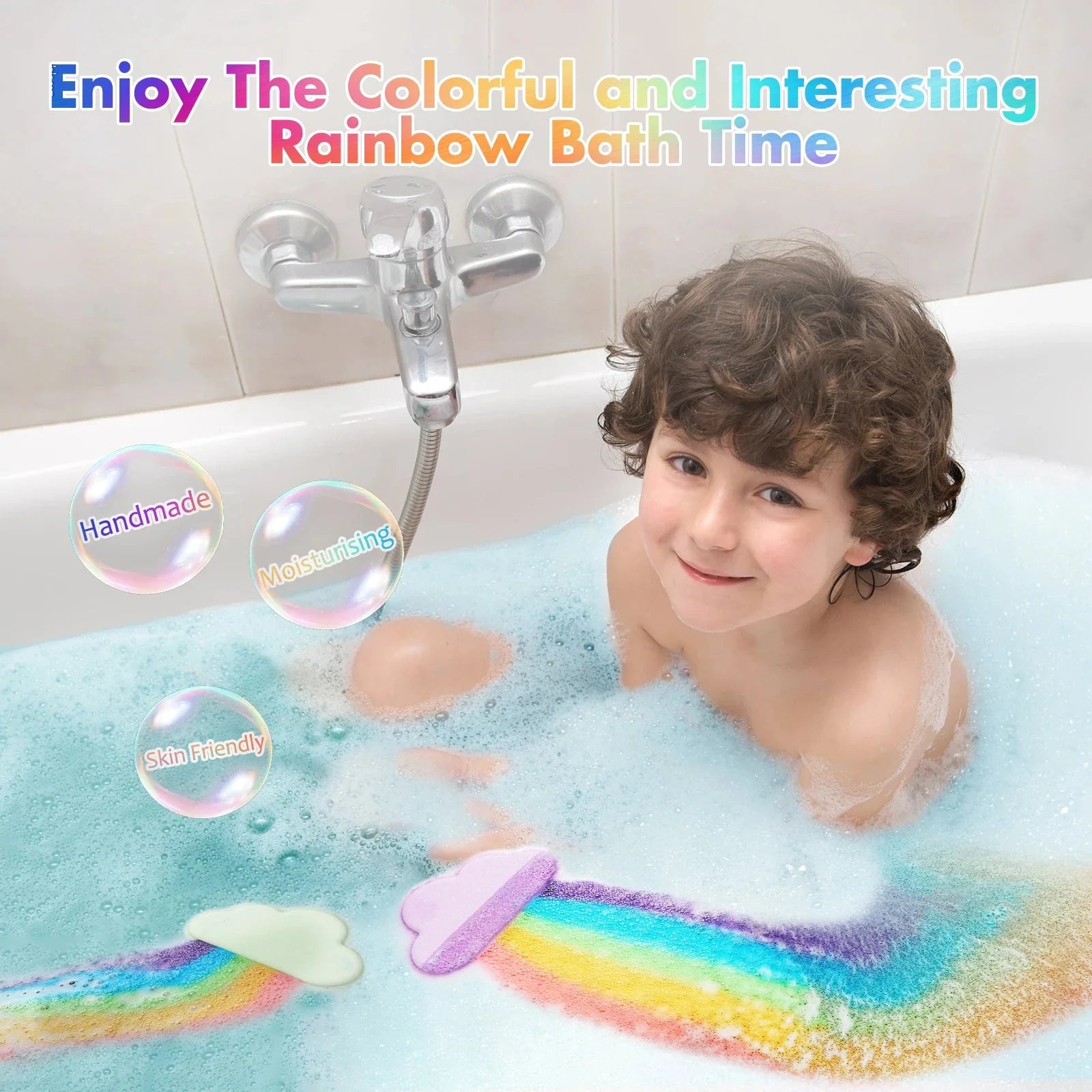 Rainbow Bath Bombs – Handmade Organic Fizzy Bubble Bath