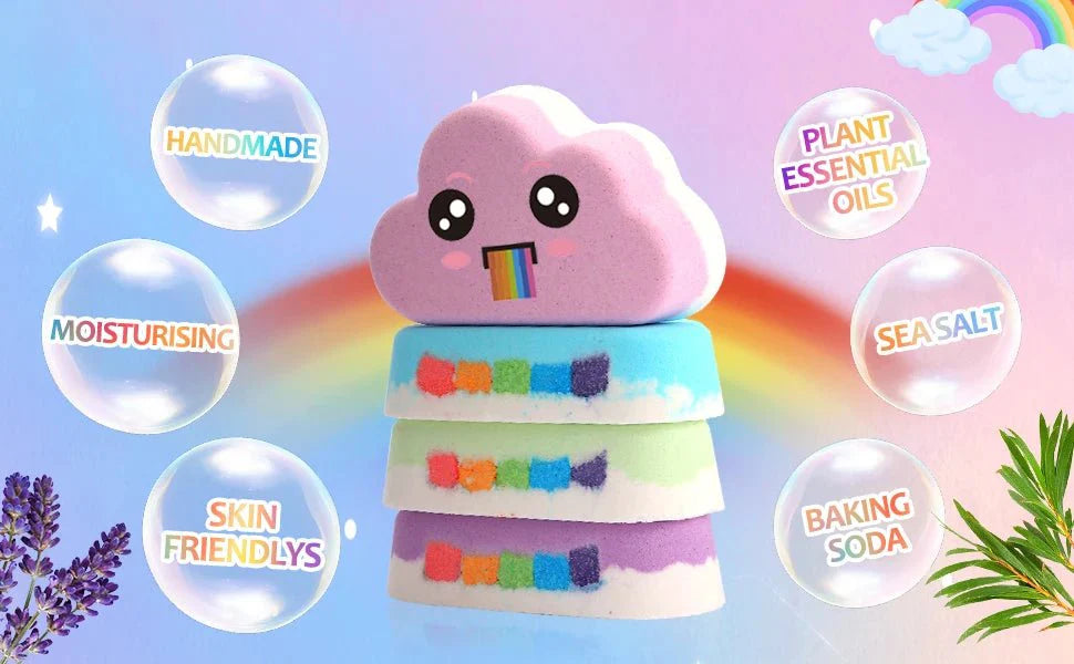 Rainbow Bath Bombs – Handmade Organic Fizzy Bubble Bath
