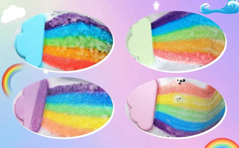 Rainbow Bath Bombs – Handmade Organic Fizzy Bubble Bath