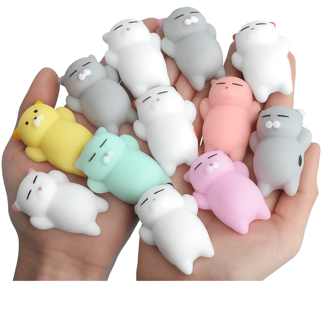 Random 5 Piece Kawaii Mochi Squishy Fidget Toy Set – Mini Soft Squeeze Toy