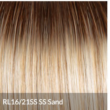 Raquel Welch Take A Bow Chin Length Layered Wig with Hand Tied Base by Hairuwear, Petite Average Cap, RL1621SS Shaded Sand