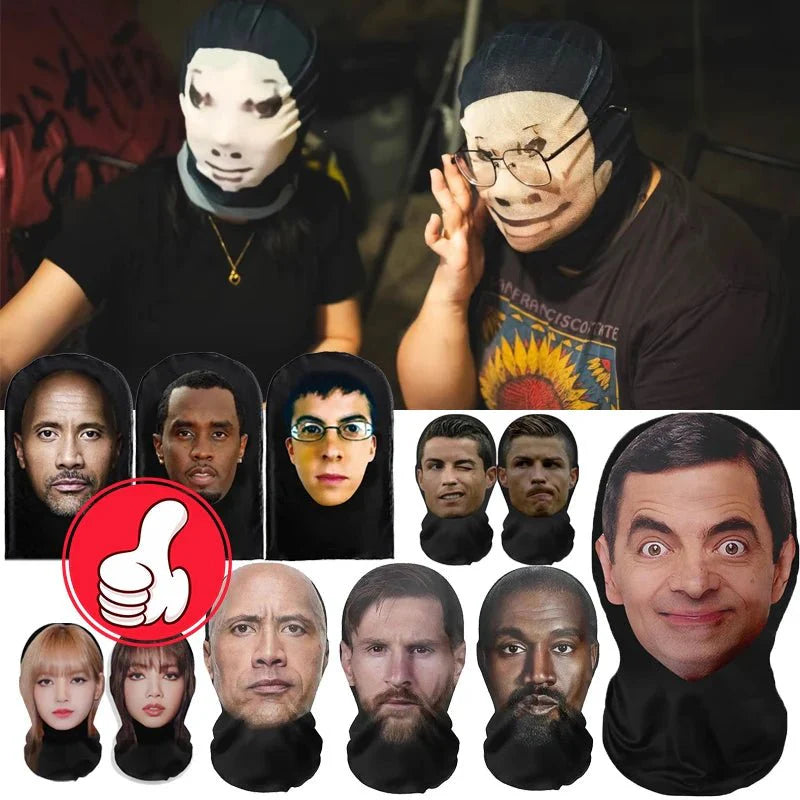 Realistic 3D Celebrity Face Mask – Full Face Nylon Cosplay Headgear