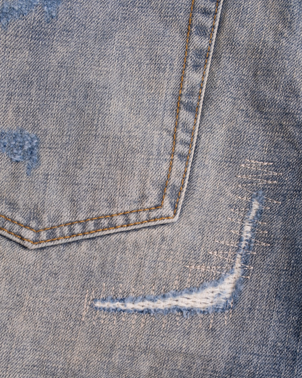 Blue Repaired Selvedge Denim