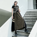 Retro camouflage leopard print denim high waisted skirt