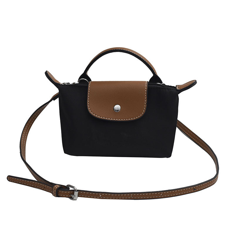 Retro fashion versatile women's bag, shoulder crossed, carrying high-end nylon dumpling bag