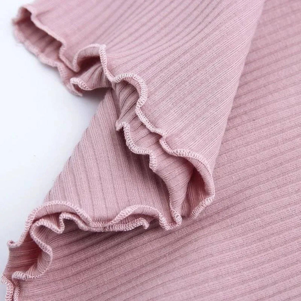 Ruffle Trim Crop Top