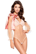 Sheer Pink Teddy with Satin Bow
