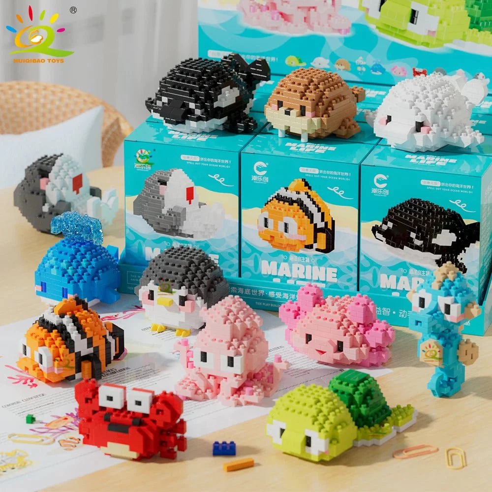 Sea Animal Micro Building Blocks – 3D Mini Brick Sets