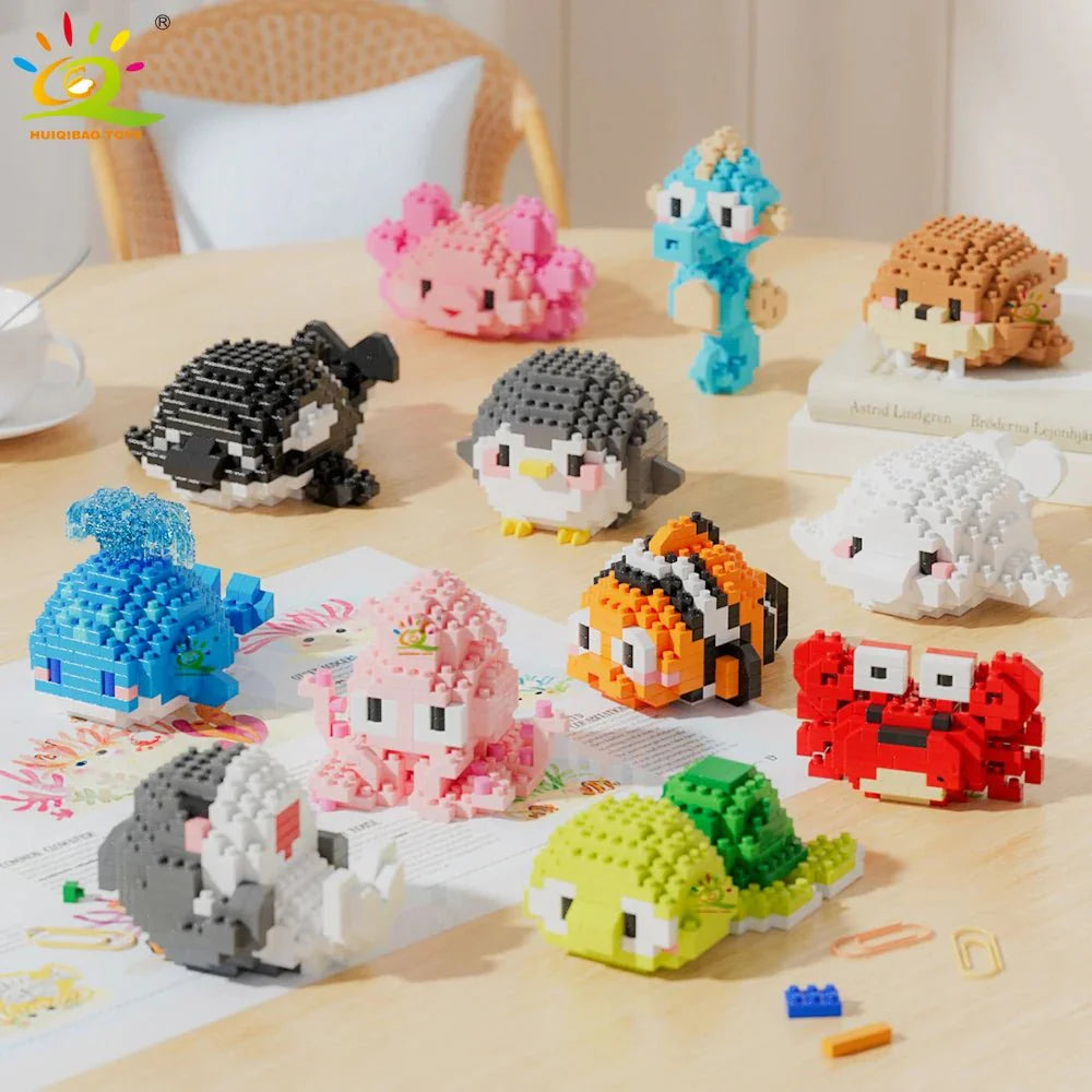 Sea Animal Micro Building Blocks – 3D Mini Brick Sets