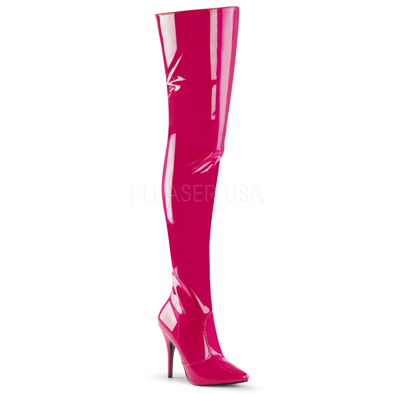 5" Heel Hot Pink Classic Plain Thigh Boots*