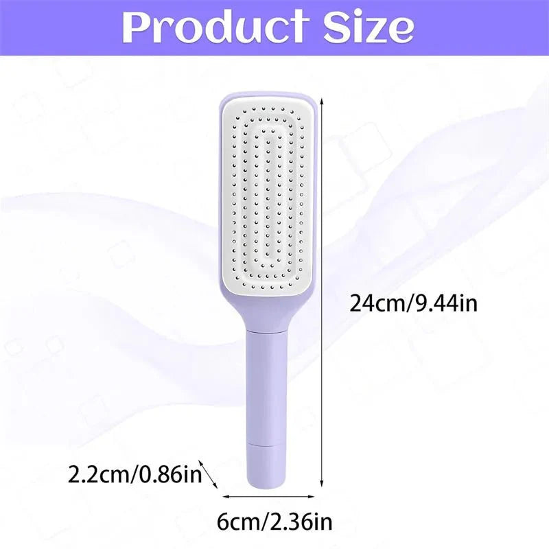 Self-Cleaning Retractable Hairbrush – Anti-Static Scalp Massage Comb