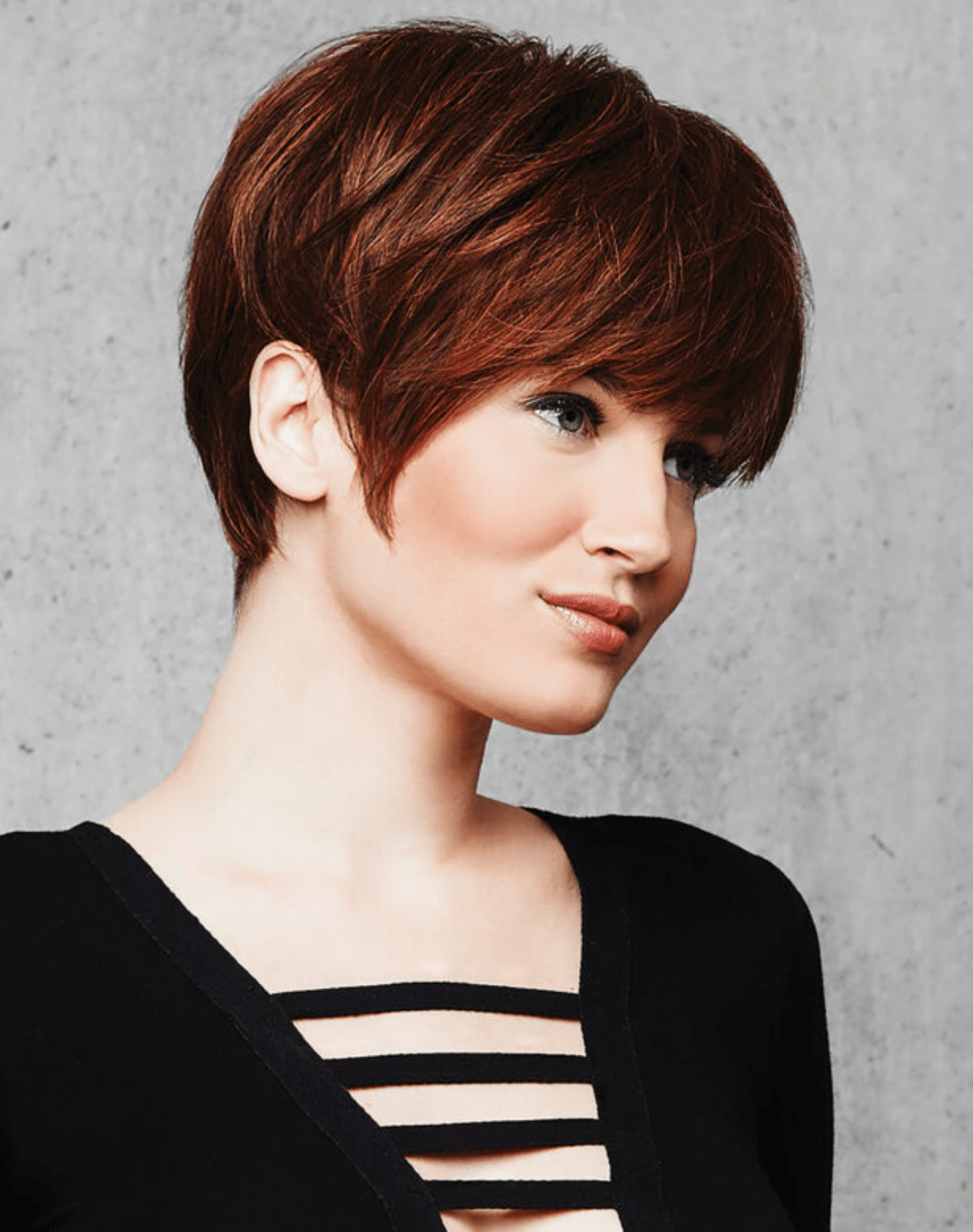 Short Textured Pixie Cut Wig Color R3025S+ Glazed Cinnamon - Hairdo Wigs 5 Length Boy Cut Tapered Layers Bangs TRU2LIFE Heat Friendly Synthetic