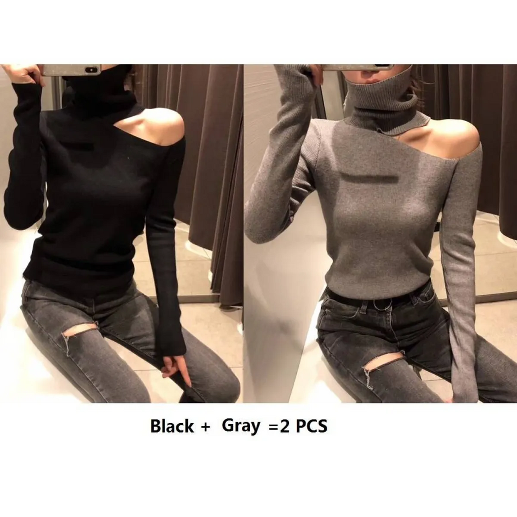 Off Shoulder Knitted Sweater