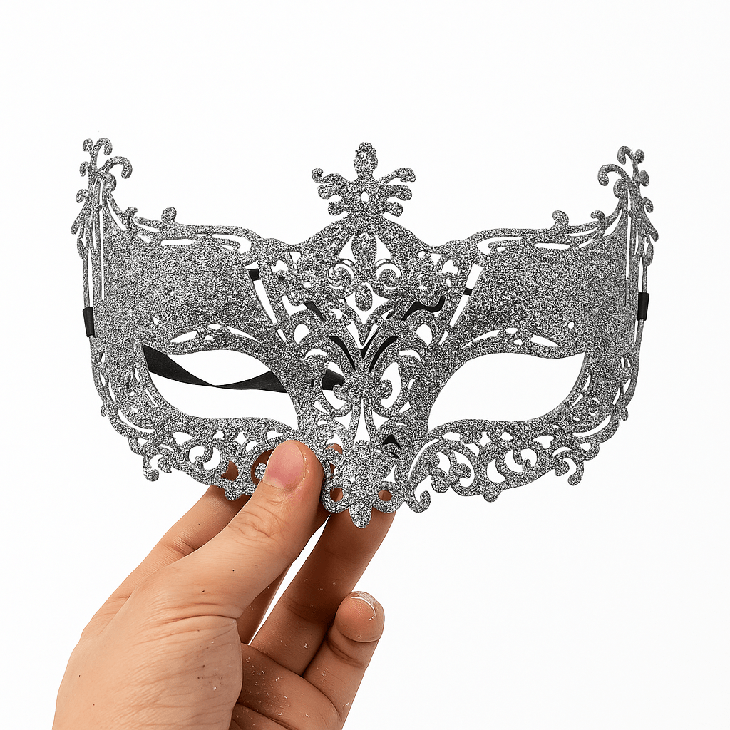 Silver and Black Venetian Masquerade Eye Mask
