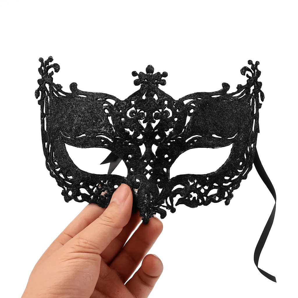 Silver and Black Venetian Masquerade Eye Mask