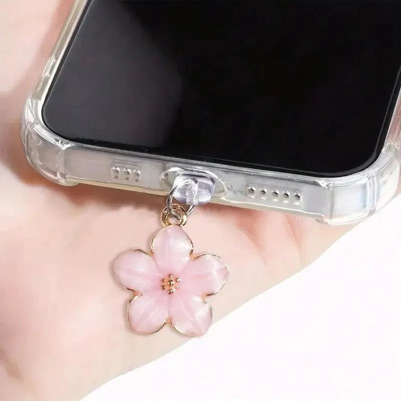 Simple Flowers Phone Dust Plug – Decorative Charging Port Pendant