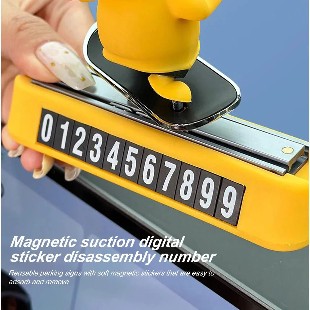 Skateboard Bear Dashboard Car Ornament | Magnetic Parking Number Plate & Cartoon Car Decoration