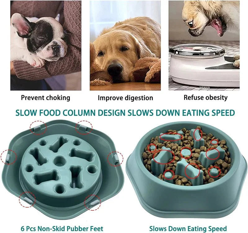 Slow Feeder Dog Bowl | Anti-Choking Puzzle Food Dish for Small and Medium Dogs