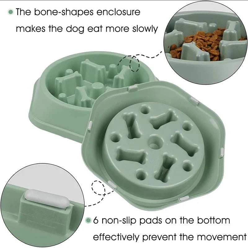 Slow Feeder Dog Bowl | Anti-Choking Puzzle Food Dish for Small and Medium Dogs