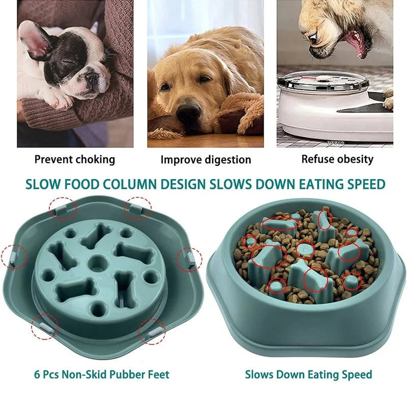 Slow Feeder Dog Bowl | Anti-Choking Puzzle Food Dish for Small and Medium Dogs