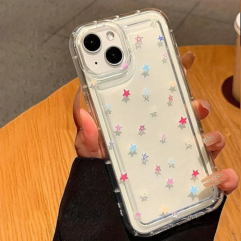 Small Flower Stars Soft TPU Phone Case – Transparent Airbag Protective Cover