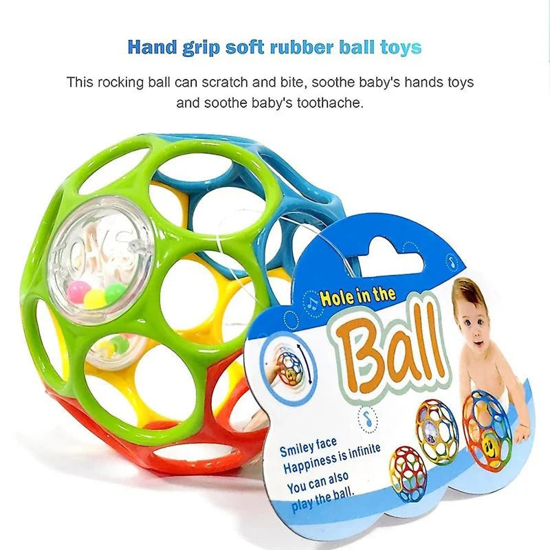 Soft Baby Grasping Rattle Ball – Sensory Development Toy with Bell