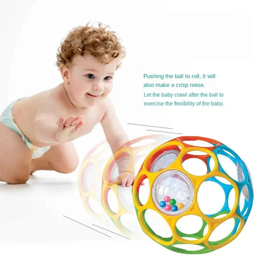 Soft Baby Grasping Rattle Ball – Sensory Development Toy with Bell