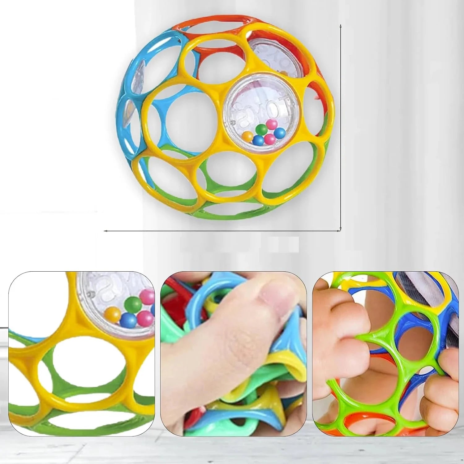 Soft Baby Grasping Rattle Ball – Sensory Development Toy with Bell