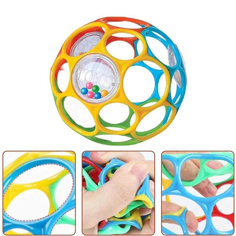 Soft Baby Grasping Rattle Ball – Sensory Development Toy with Bell