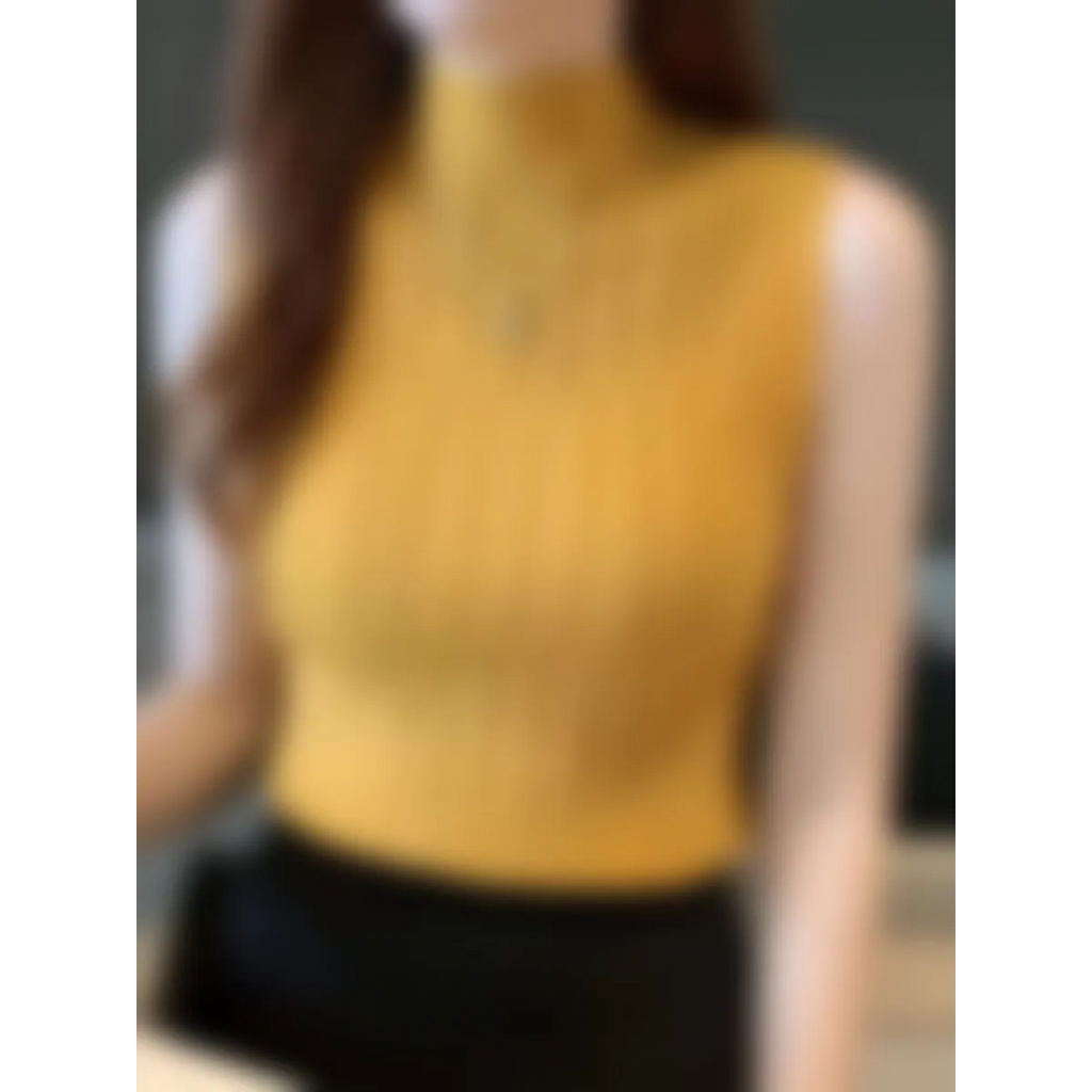 Solid Knitted Vest Tank Tops