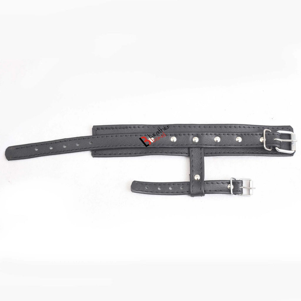 Ankle to Toe & Wrist to Thumb Cuff Strap Restraint Set Real Cowhide Leather Bondage Hand & Ankle Cuffs