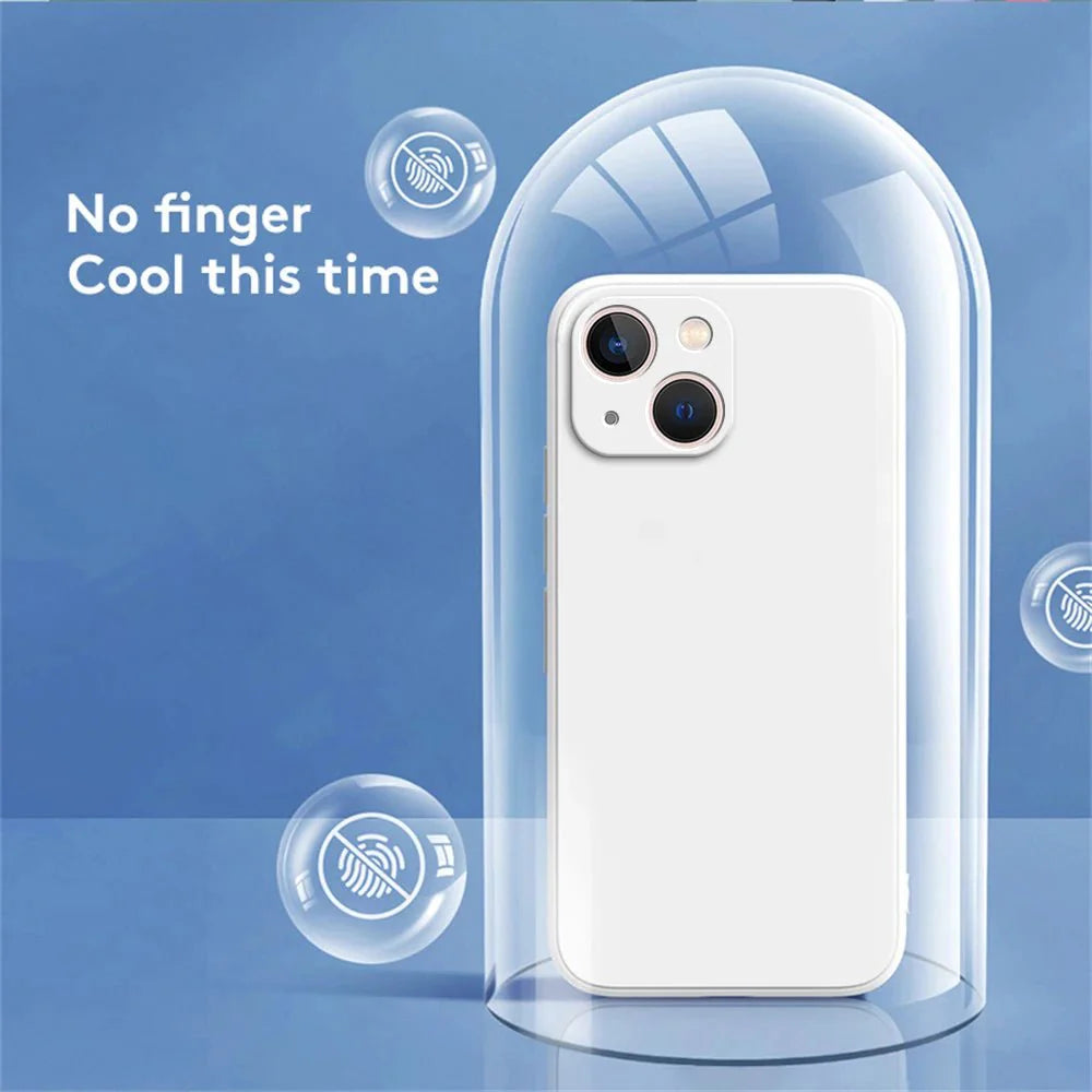Square Liquid Silicone Phone Case – Full Coverage Shockproof Camera Protective Cover