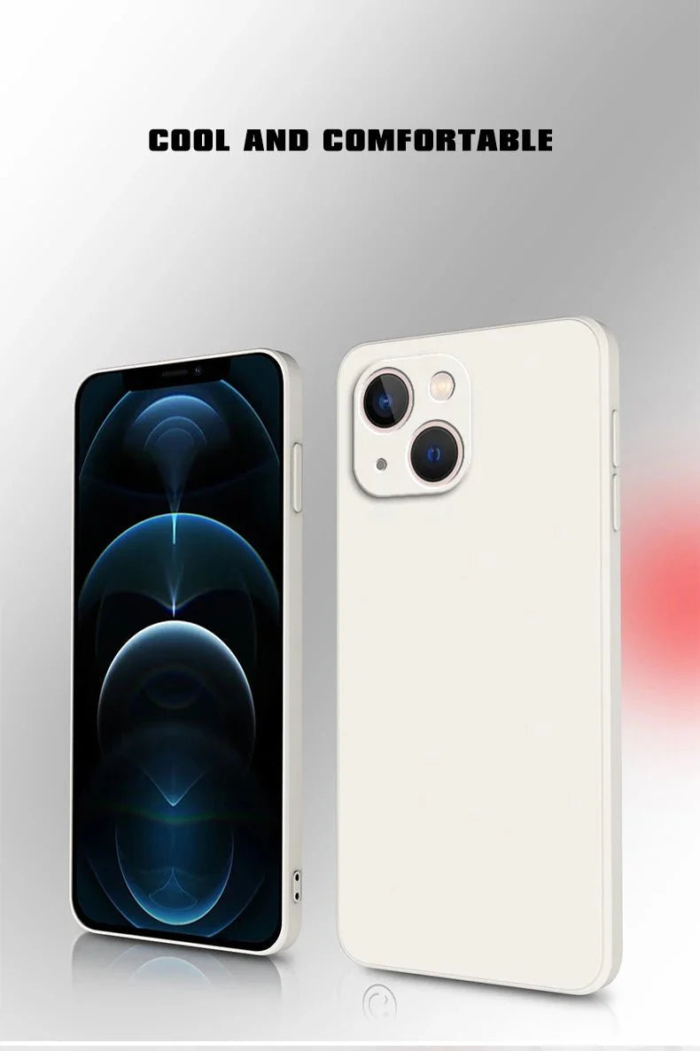 Square Liquid Silicone Phone Case – Full Coverage Shockproof Camera Protective Cover
