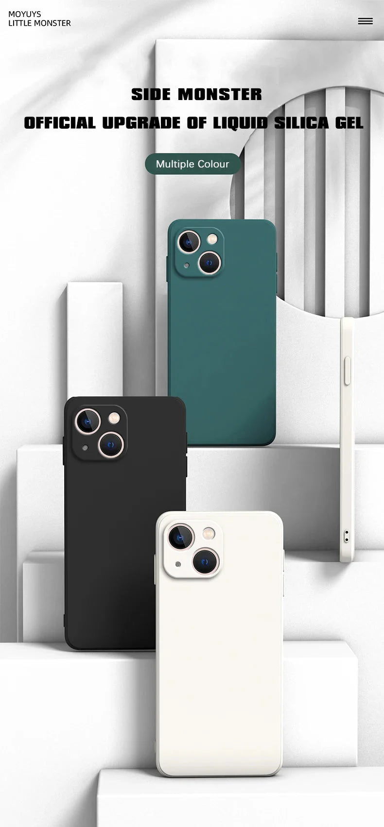 Square Liquid Silicone Phone Case – Full Coverage Shockproof Camera Protective Cover