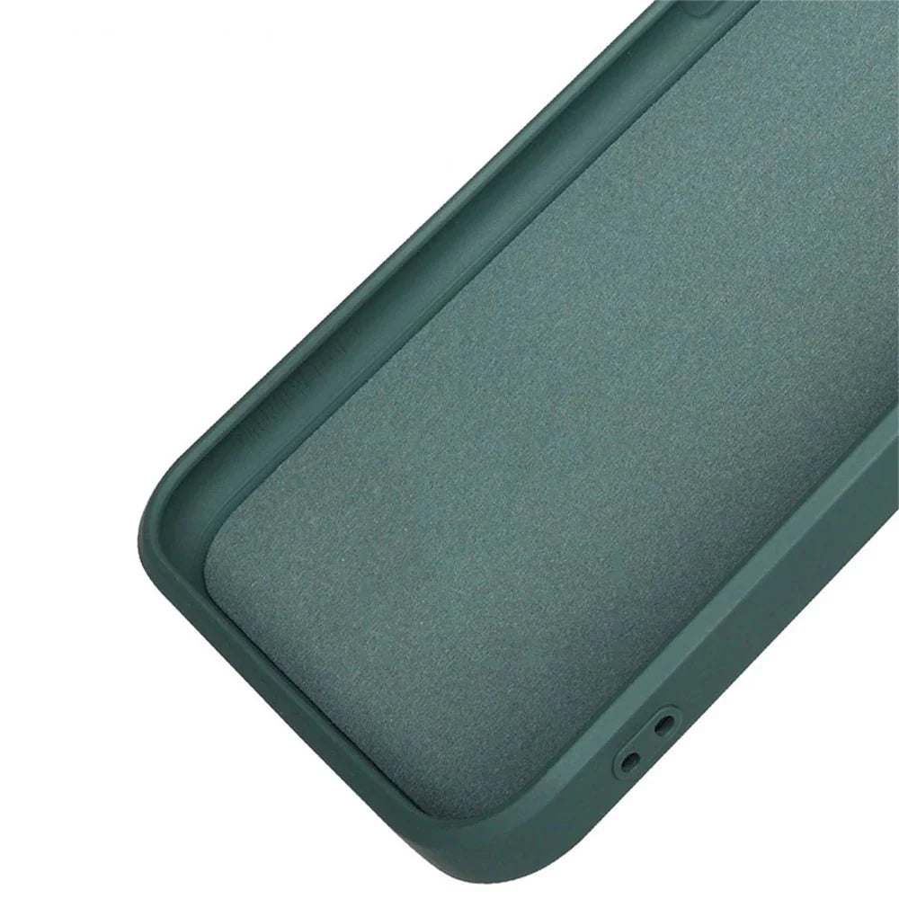 Square Liquid Silicone Phone Case – Full Coverage Shockproof Camera Protective Cover