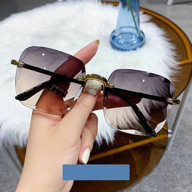 Square Rimless Sunglasses | Gradient UV Protection Fashion Shades