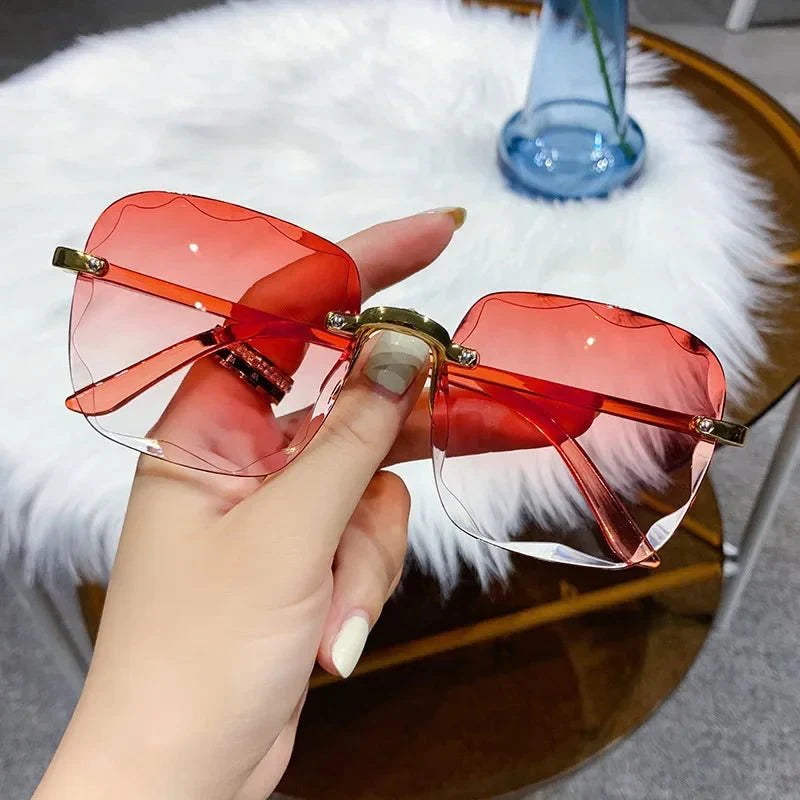 Square Rimless Sunglasses | Gradient UV Protection Fashion Shades