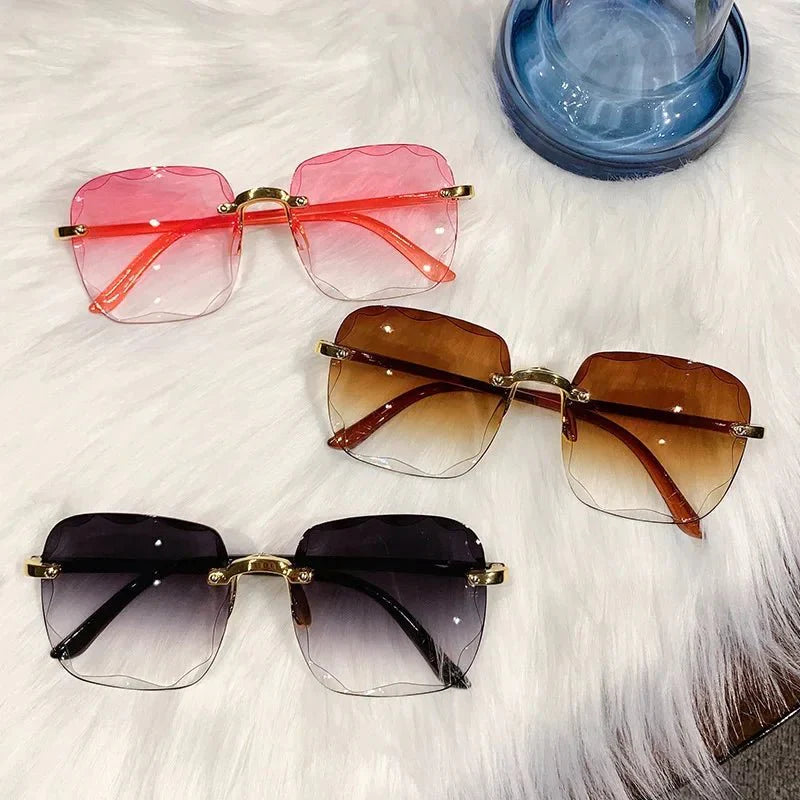Square Rimless Sunglasses | Gradient UV Protection Fashion Shades